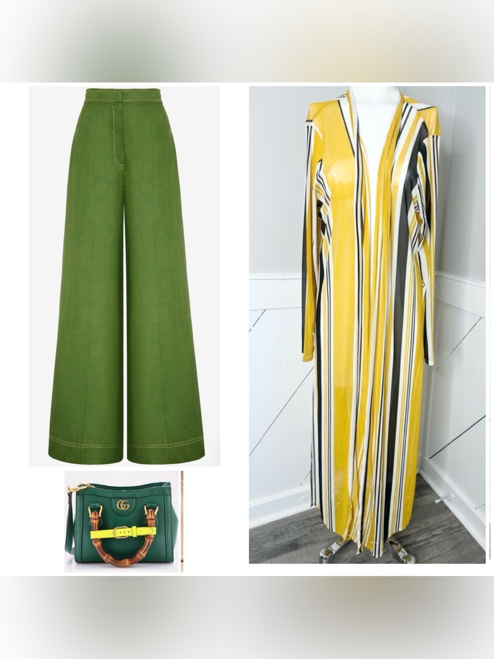 Striped yellow black white Long Duster Cardigan 2X